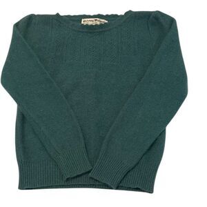 Jeanne Pierre size small long sleeve soft teal lambswool angora sweater EUC